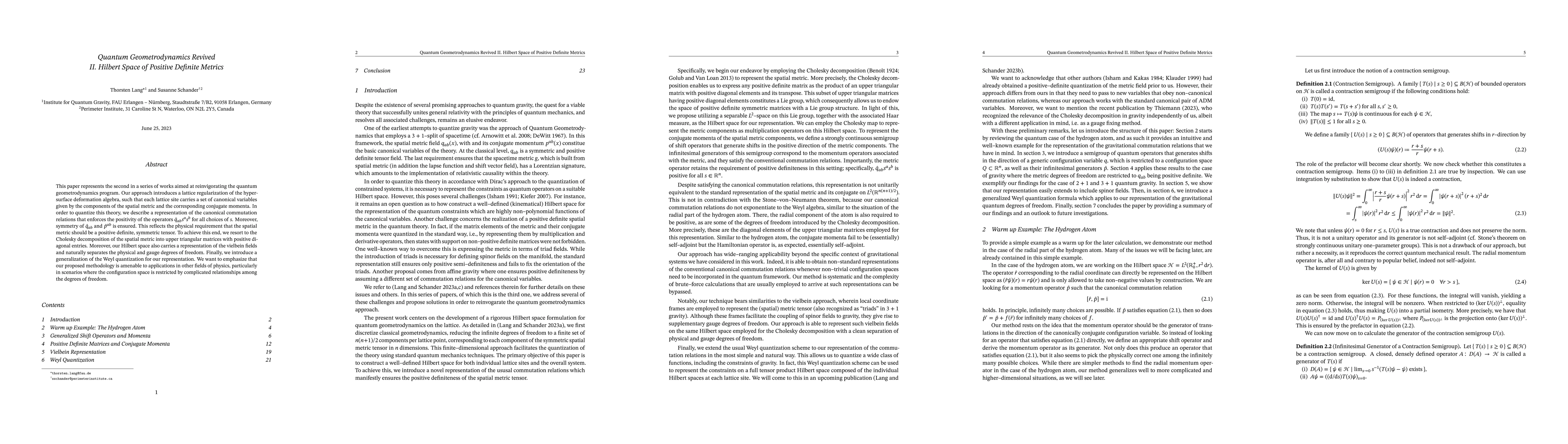 Thumbnail for Quantum Geometrodynamics Revived II. Hilbert Space of Positive Definite
  Metrics
