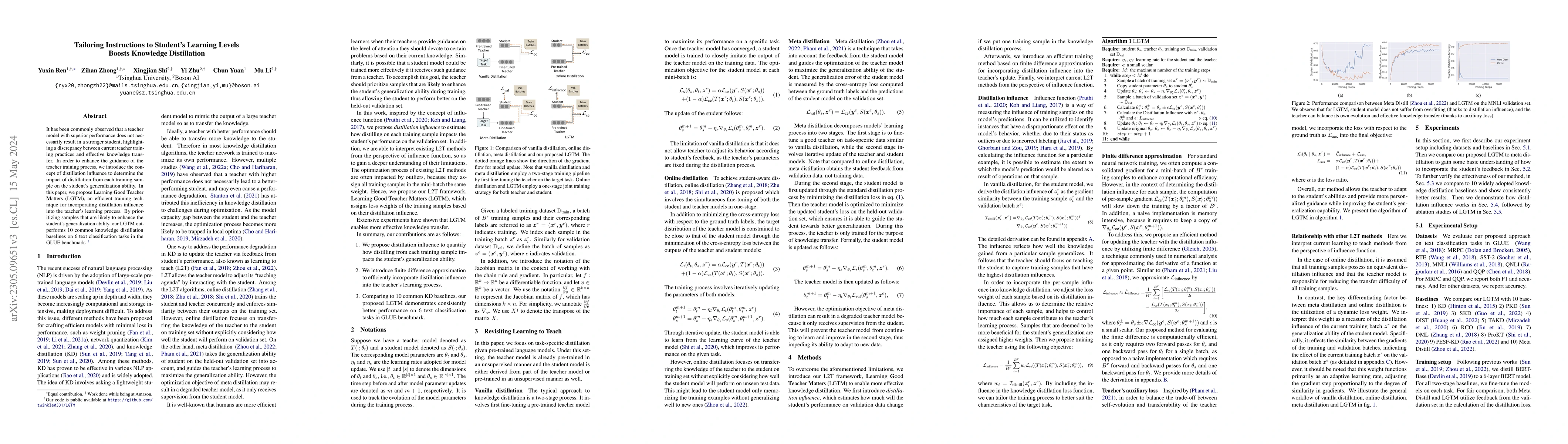 Thumbnail for Tailoring Instructions to Student's Learning Levels Boosts Knowledge
  Distillation