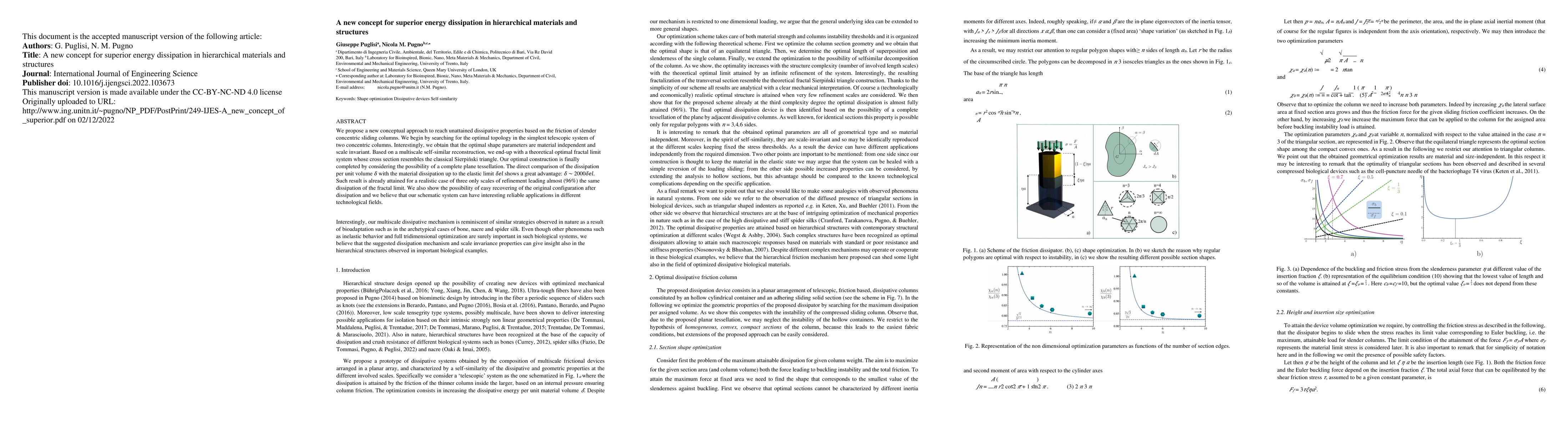 Thumbnail for A new concept for superior energy dissipation in hierarchical materials
  and structures
