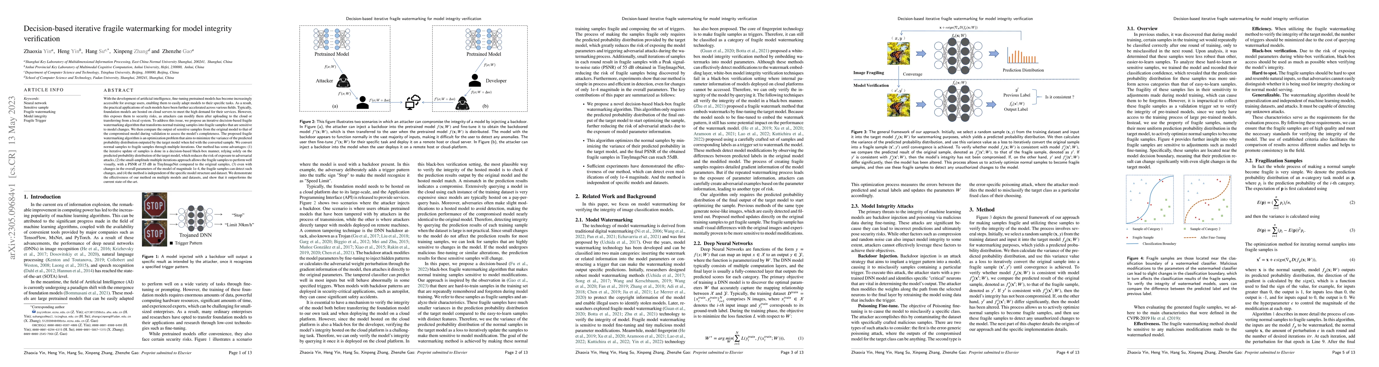 Thumbnail for Decision-based iterative fragile watermarking for model integrity
  verification