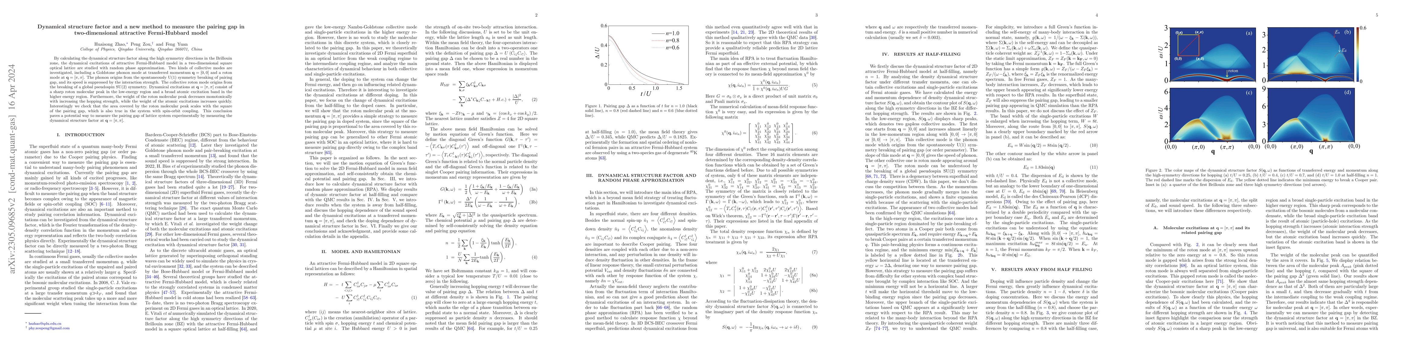Thumbnail for Dynamical structure factor and a new method to measure the pairing gap
  in two-dimensional attractive Fermi-Hubbard model