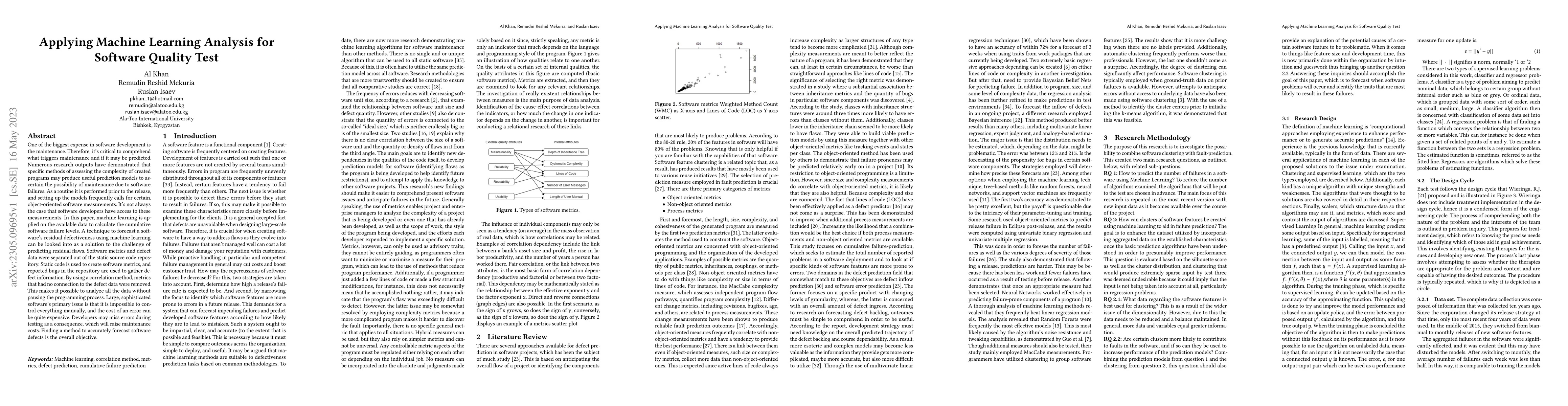 Thumbnail for Applying Machine Learning Analysis for Software Quality Test