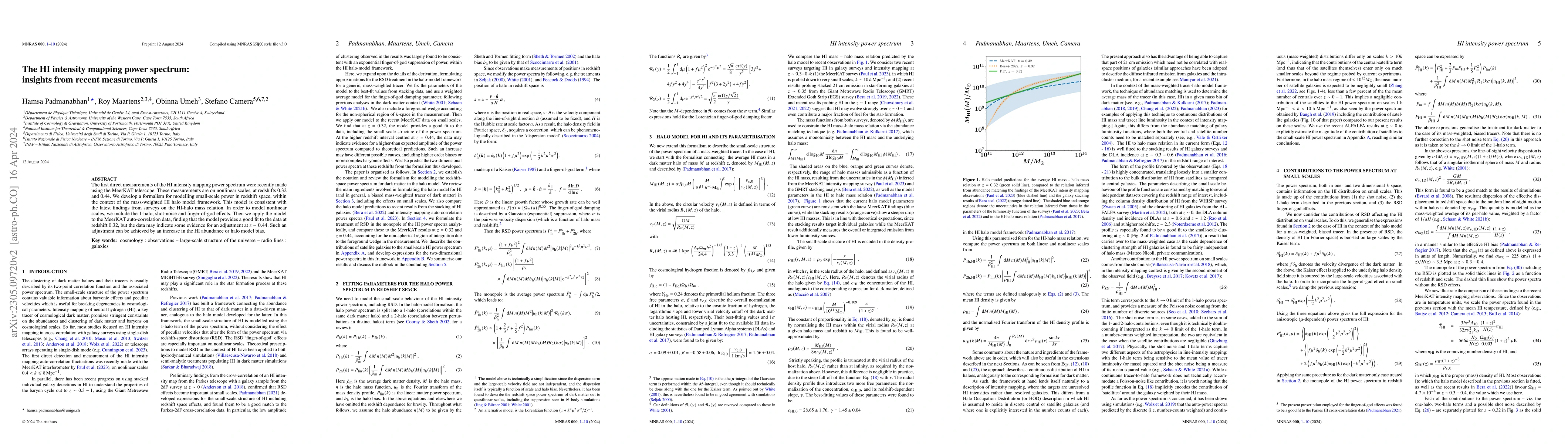 Thumbnail for The HI intensity mapping power spectrum: insights from recent
  measurements