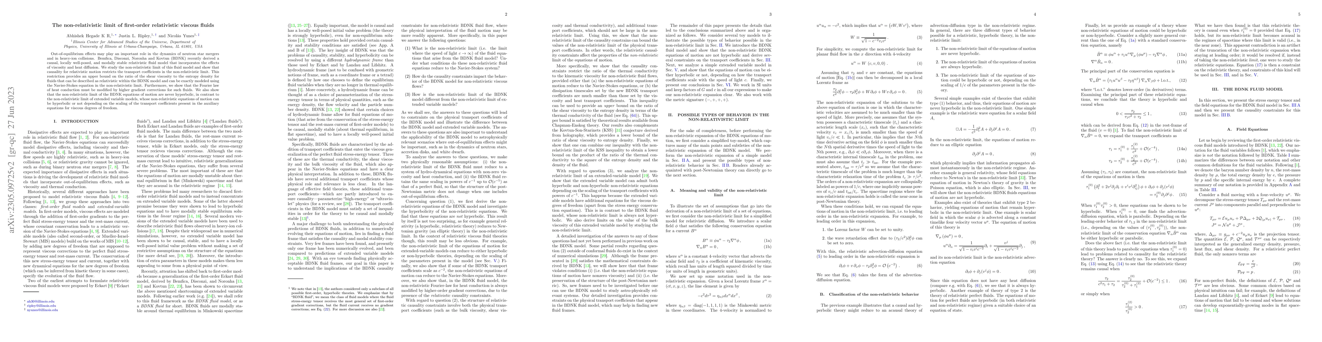 Thumbnail for The non-relativistic limit of first-order relativistic viscous fluids