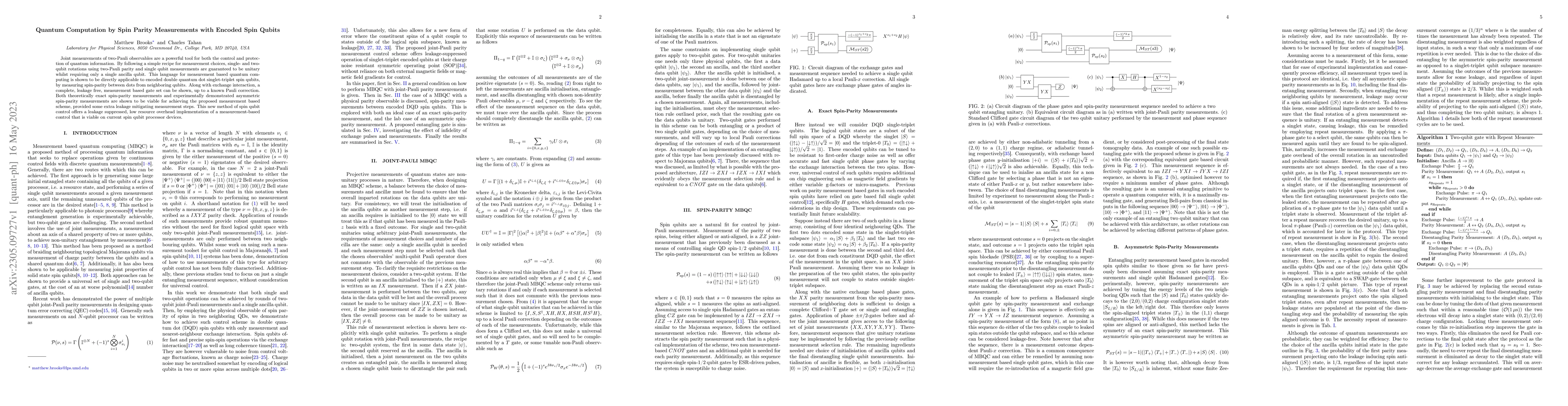 Thumbnail for Quantum Computation by Spin Parity Measurements with Encoded Spin Qubits
