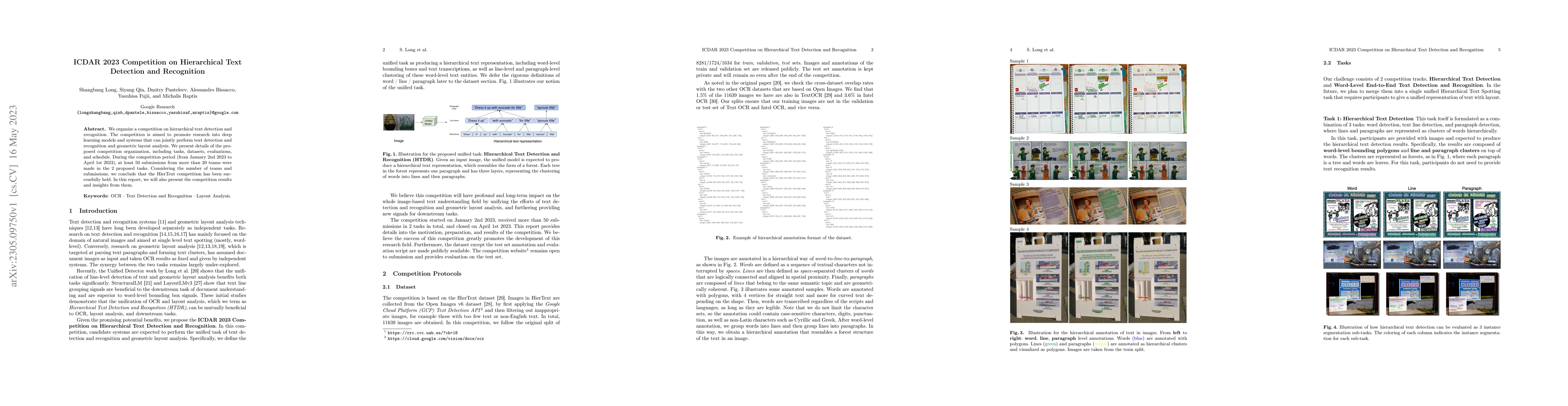 Thumbnail for ICDAR 2023 Competition on Hierarchical Text Detection and Recognition