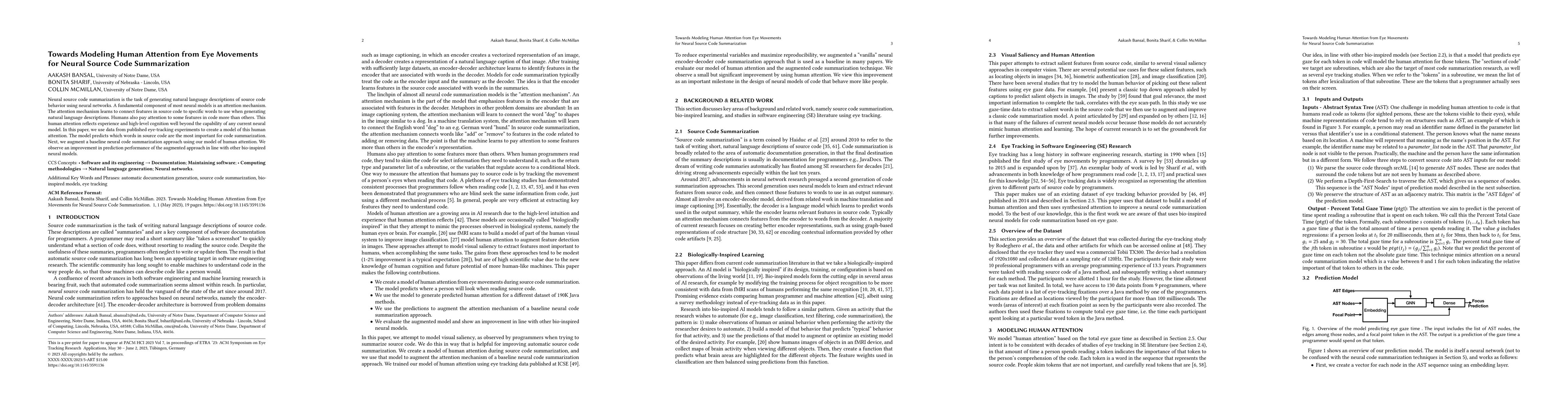 Thumbnail for Towards Modeling Human Attention from Eye Movements for Neural Source
  Code Summarization