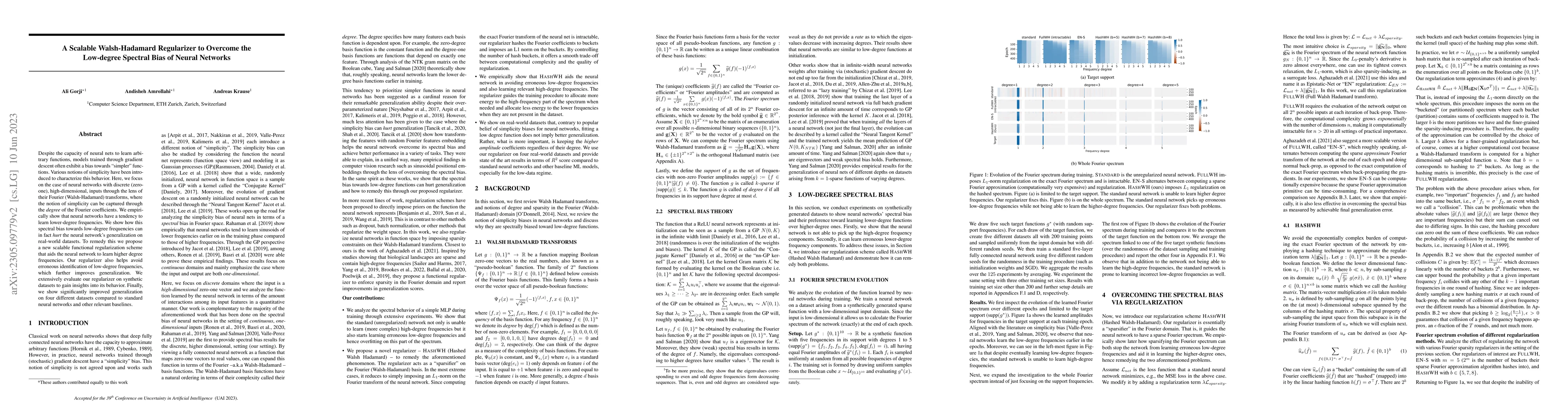 Thumbnail for A Scalable Walsh-Hadamard Regularizer to Overcome the Low-degree
  Spectral Bias of Neural Networks