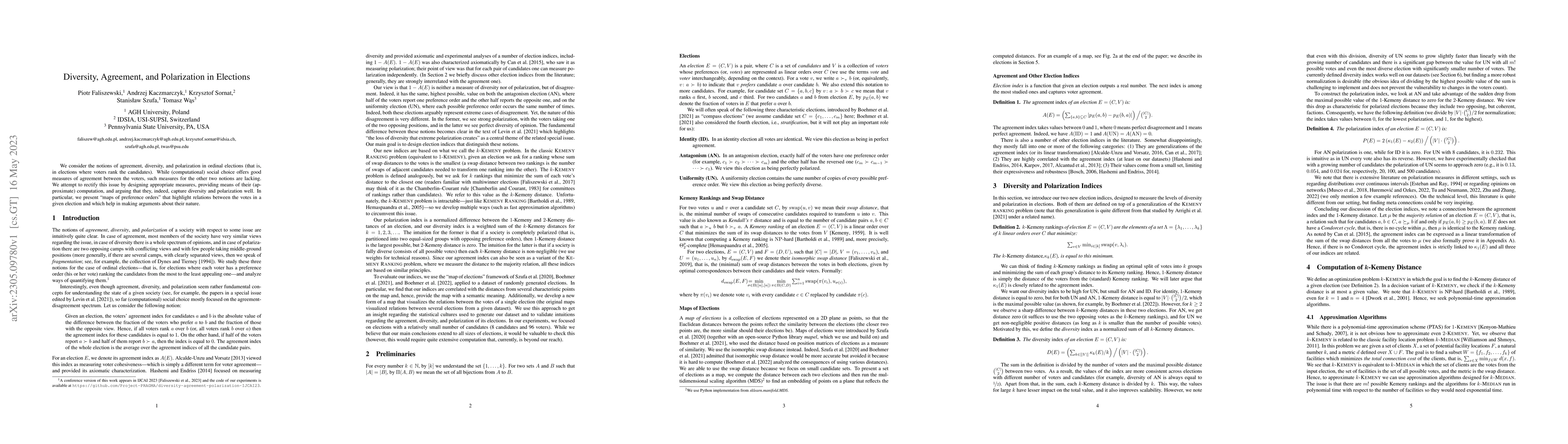 Thumbnail for Diversity, Agreement, and Polarization in Elections