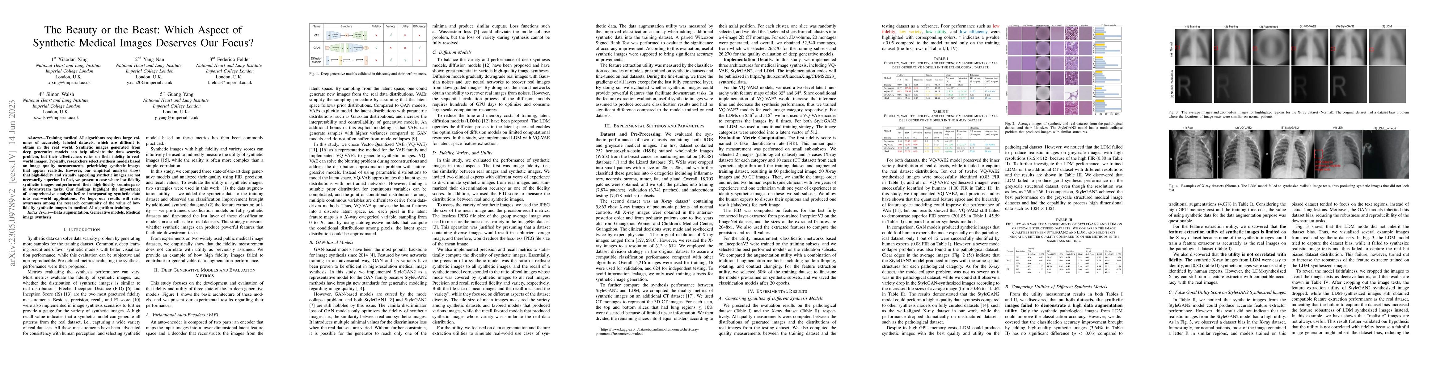 Thumbnail for The Beauty or the Beast: Which Aspect of Synthetic Medical Images
  Deserves Our Focus?
