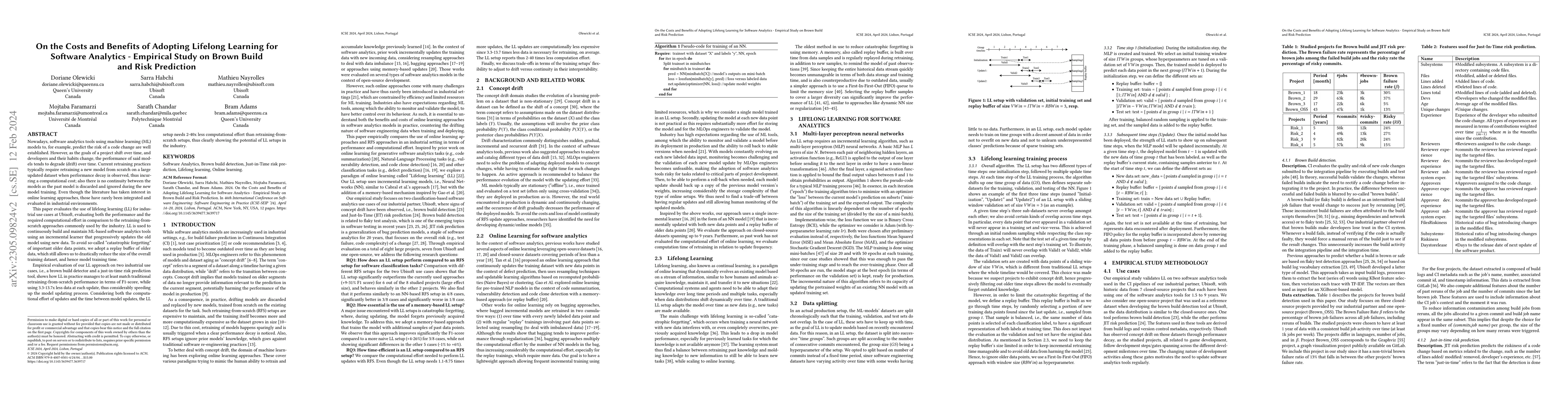 Thumbnail for On the Costs and Benefits of Adopting Lifelong Learning for Software
  Analytics -- Empirical Study on Brown Build and Risk Prediction