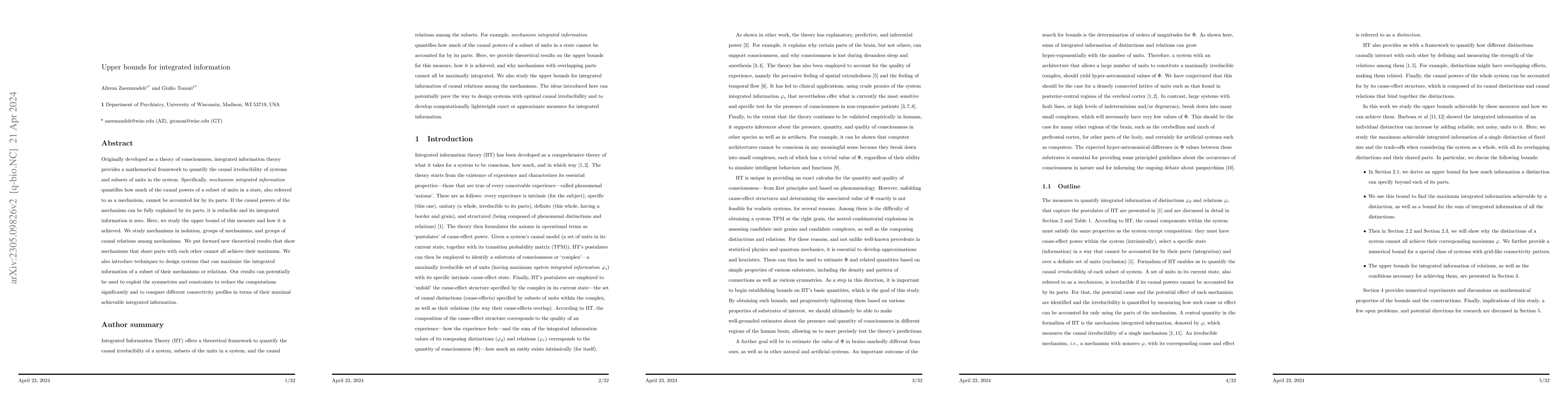 Thumbnail for Upper bounds for integrated information