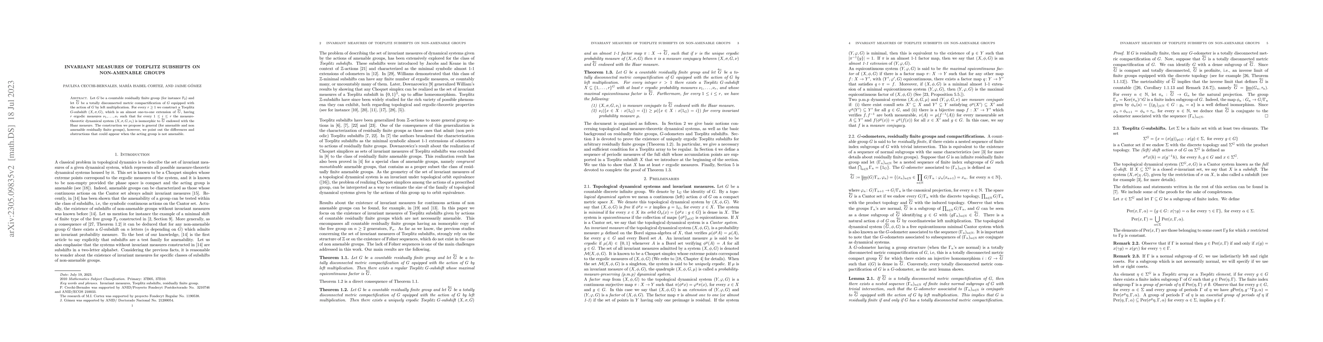 Thumbnail for Invariant measures of Toeplitz subshifts on non-amenable groups