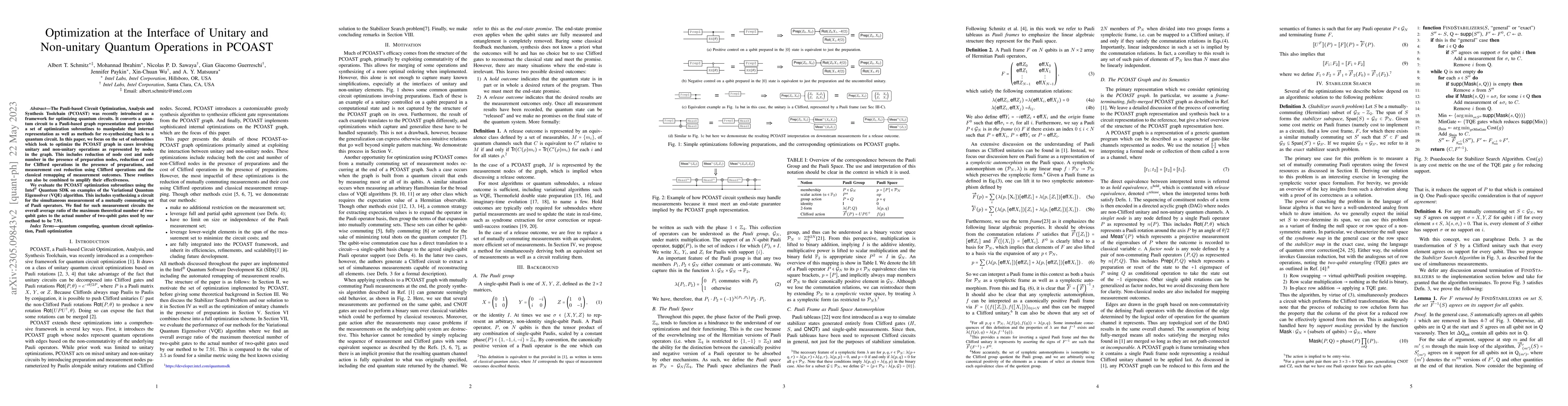 Thumbnail for Optimization at the Interface of Unitary and Non-unitary Quantum
  Operations in PCOAST
