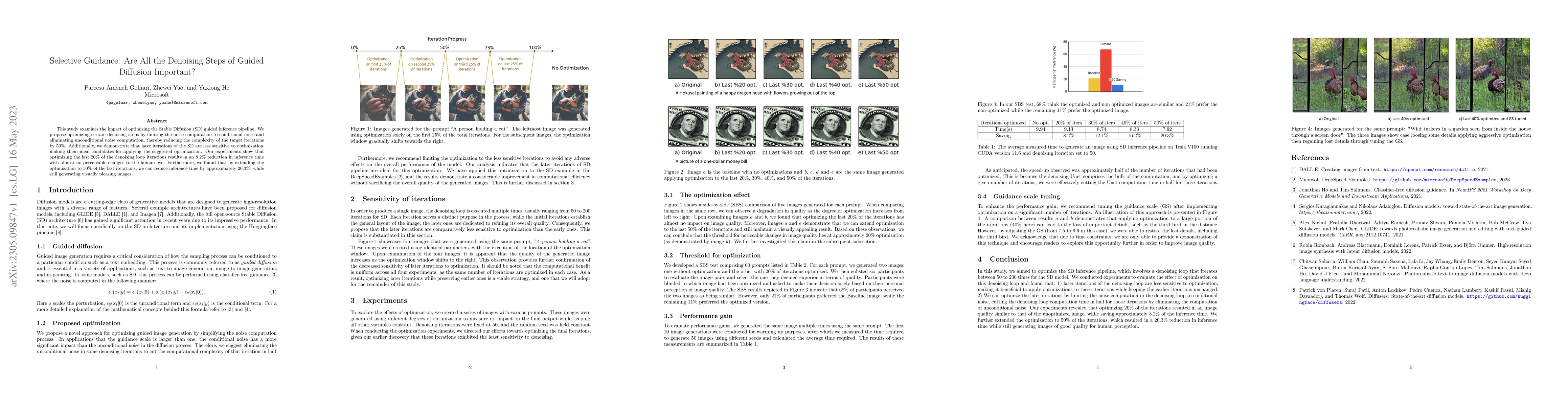 Thumbnail for Selective Guidance: Are All the Denoising Steps of Guided Diffusion
  Important?