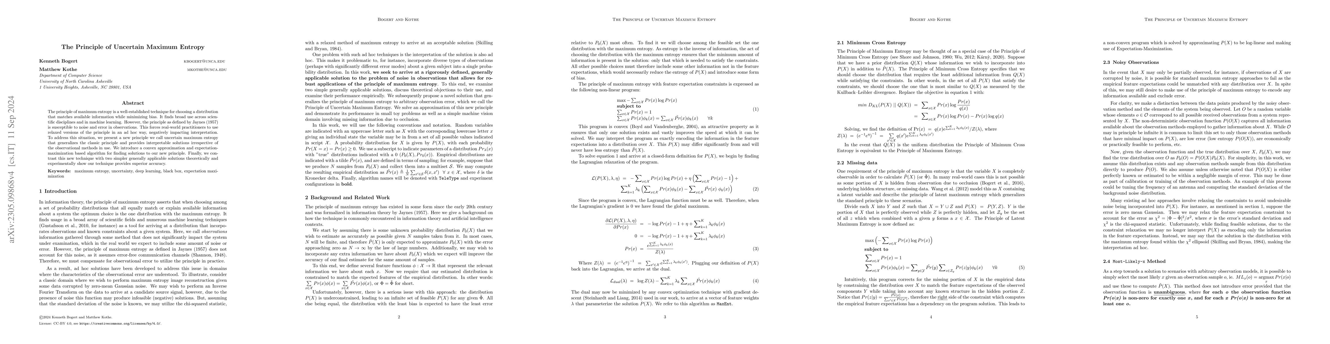 Thumbnail for The Principle of Uncertain Maximum Entropy