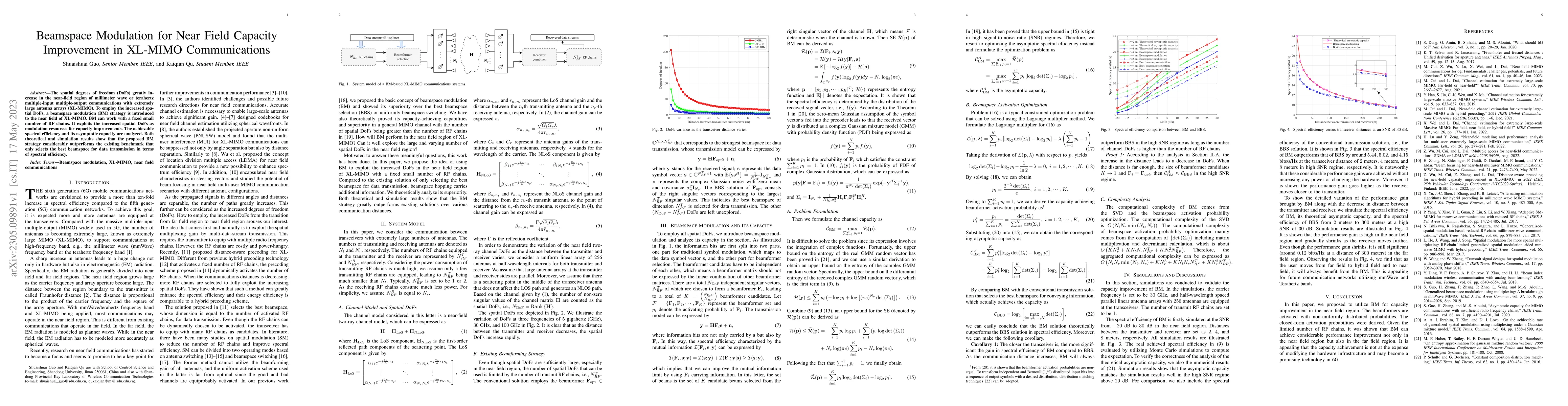 Thumbnail for Beamspace Modulation for Near Field Capacity Improvement in XL-MIMO
  Communications