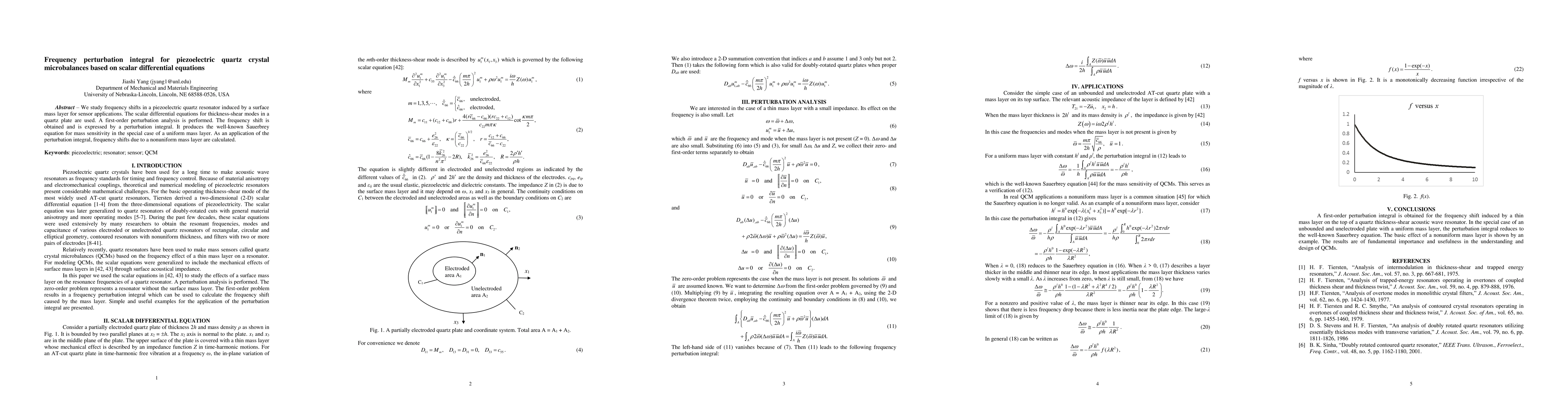 Thumbnail for Frequency perturbation integral for piezoelectric quartz crystal
  microbalances based on scalar differential equations