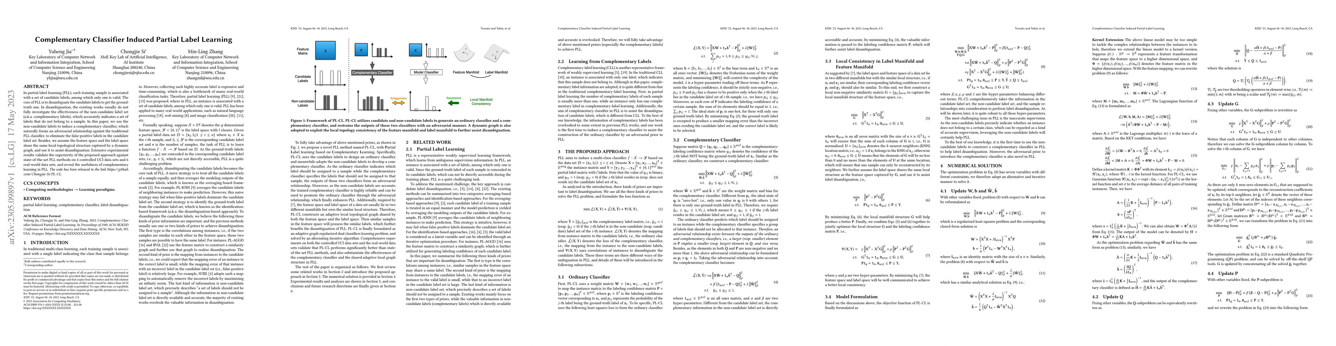 Thumbnail for Complementary Classifier Induced Partial Label Learning
