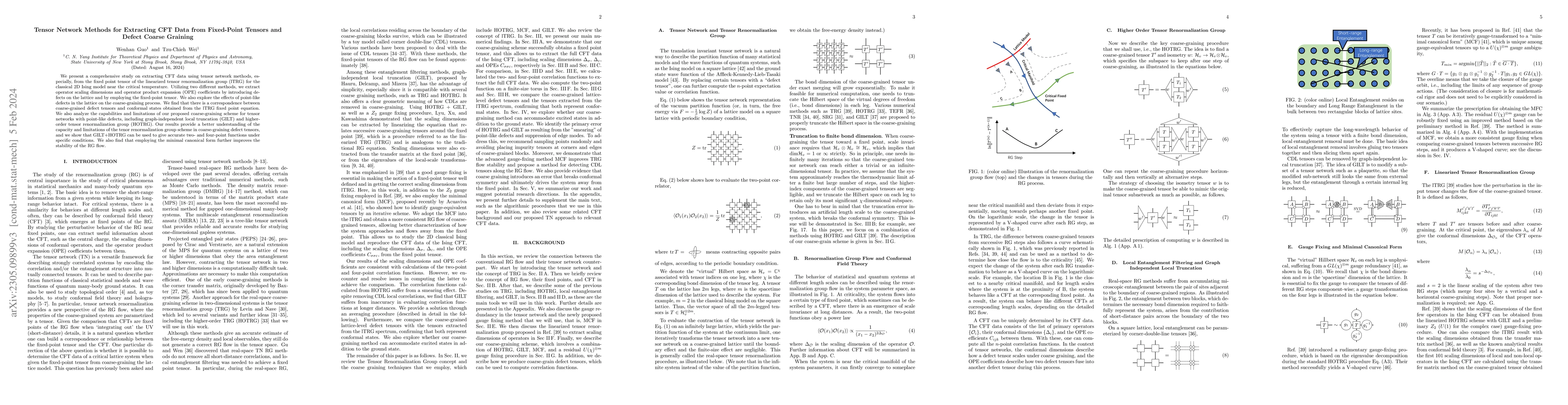 Thumbnail for Tensor Network Methods for Extracting CFT Data from Fixed-Point Tensors
  and Defect Coarse Graining