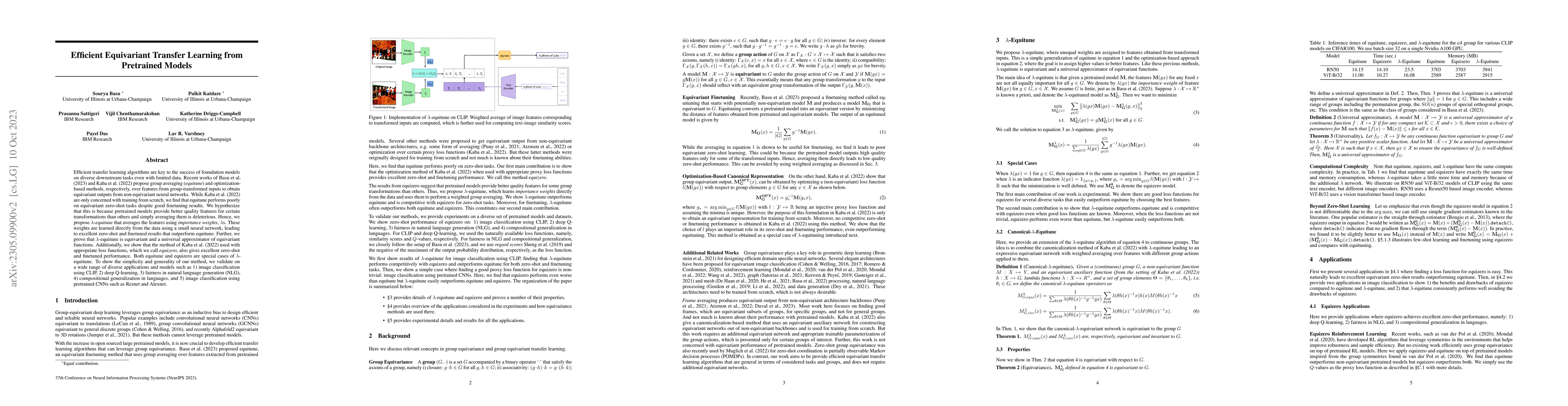 Thumbnail for Efficient Equivariant Transfer Learning from Pretrained Models