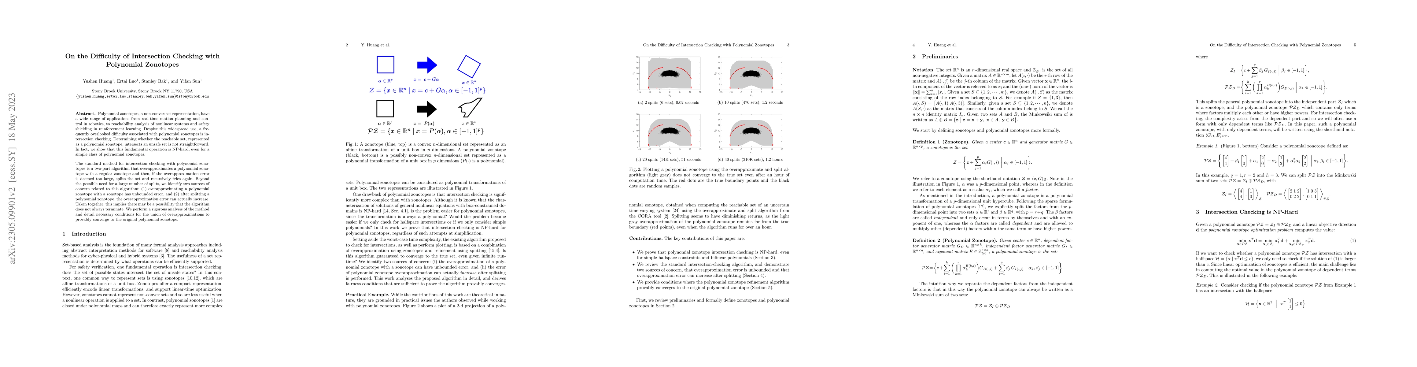 Thumbnail for On the Difficulty of Intersection Checking with Polynomial Zonotopes