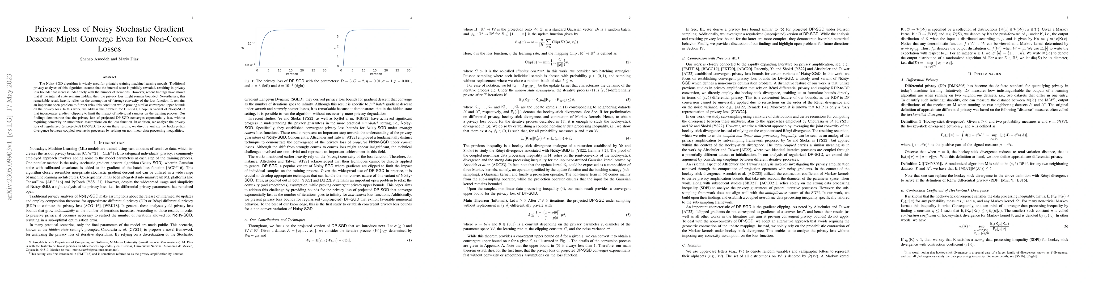 Thumbnail for Privacy Loss of Noisy Stochastic Gradient Descent Might Converge Even
  for Non-Convex Losses