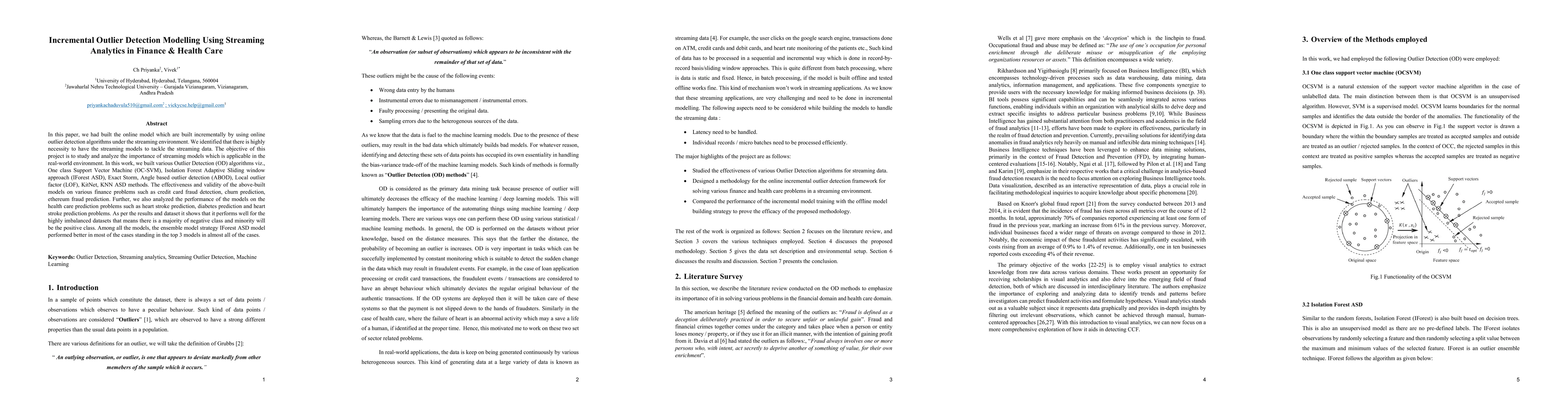 Thumbnail for Incremental Outlier Detection Modelling Using Streaming Analytics in
  Finance & Health Care