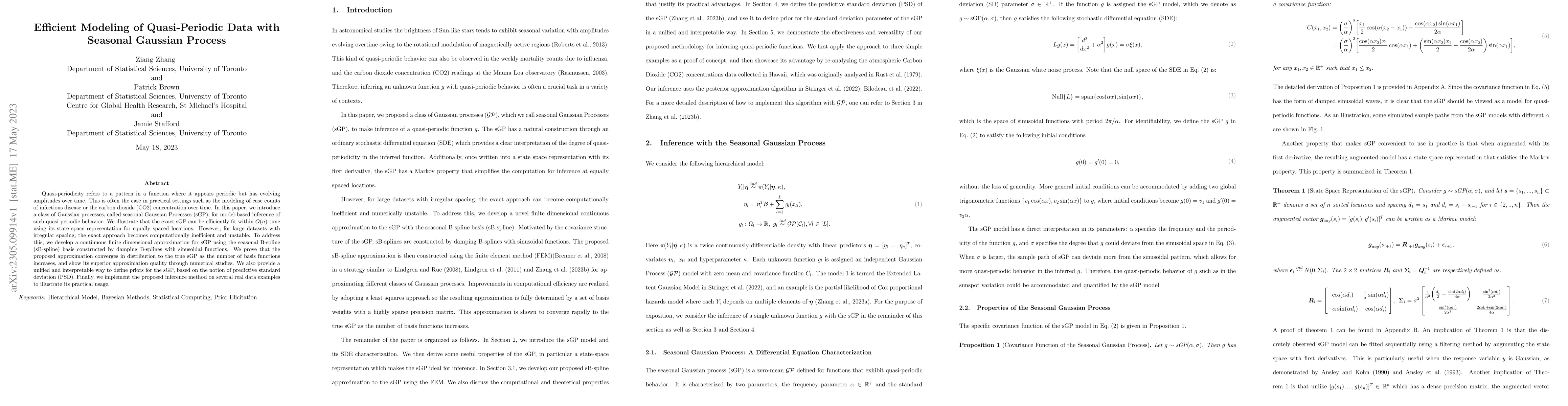 Thumbnail for Efficient Modeling of Quasi-Periodic Data with Seasonal Gaussian Process