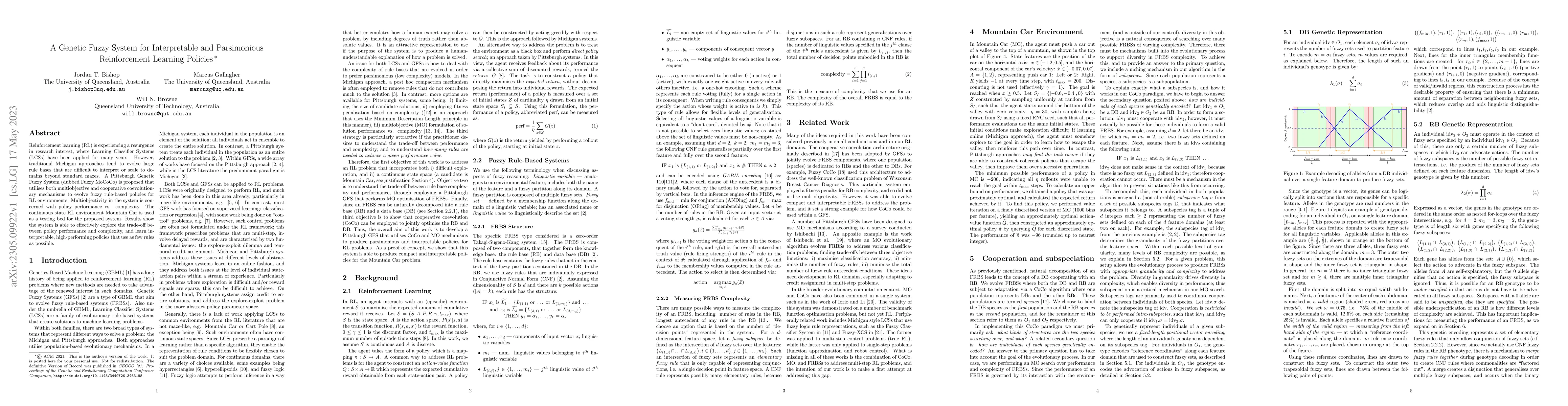 Thumbnail for A Genetic Fuzzy System for Interpretable and Parsimonious Reinforcement
  Learning Policies