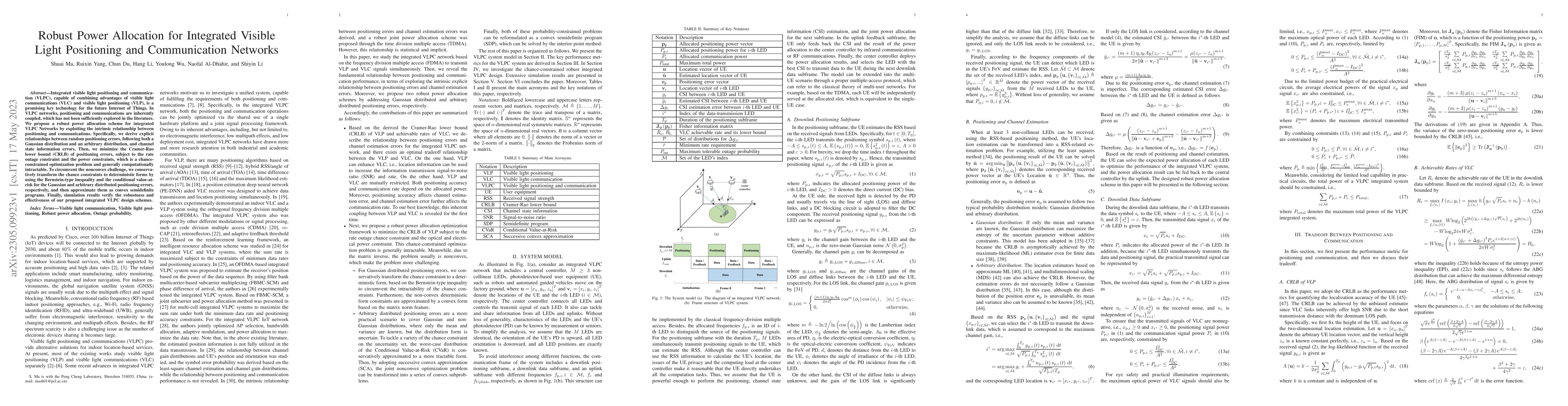 Thumbnail for Robust Power Allocation for Integrated Visible Light Positioning and
  Communication Networks
