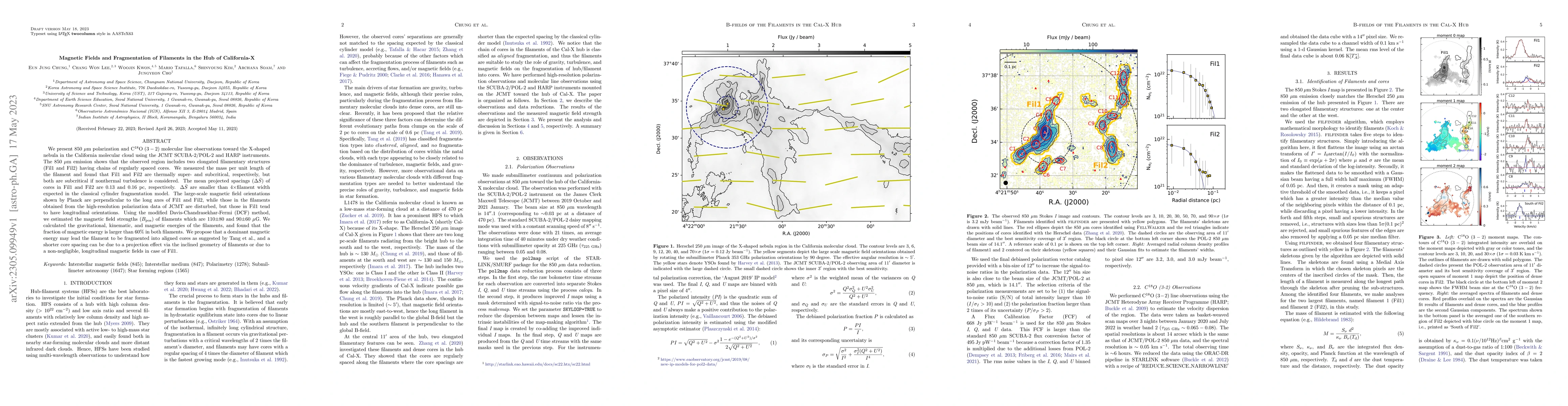 Thumbnail for Magnetic Fields and Fragmentation of Filaments in the Hub of
  California-X