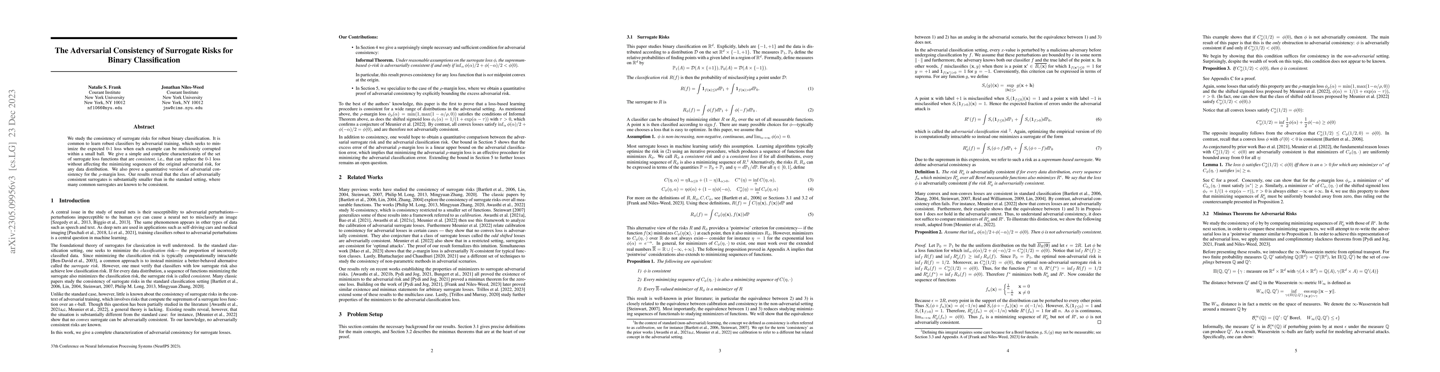 Thumbnail for The Adversarial Consistency of Surrogate Risks for Binary Classification