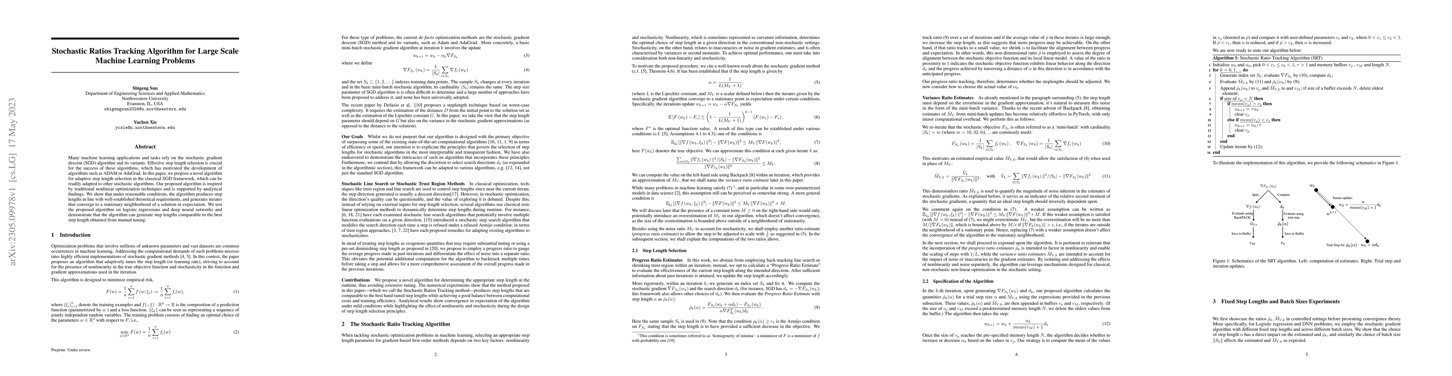 Thumbnail for Stochastic Ratios Tracking Algorithm for Large Scale Machine Learning
  Problems
