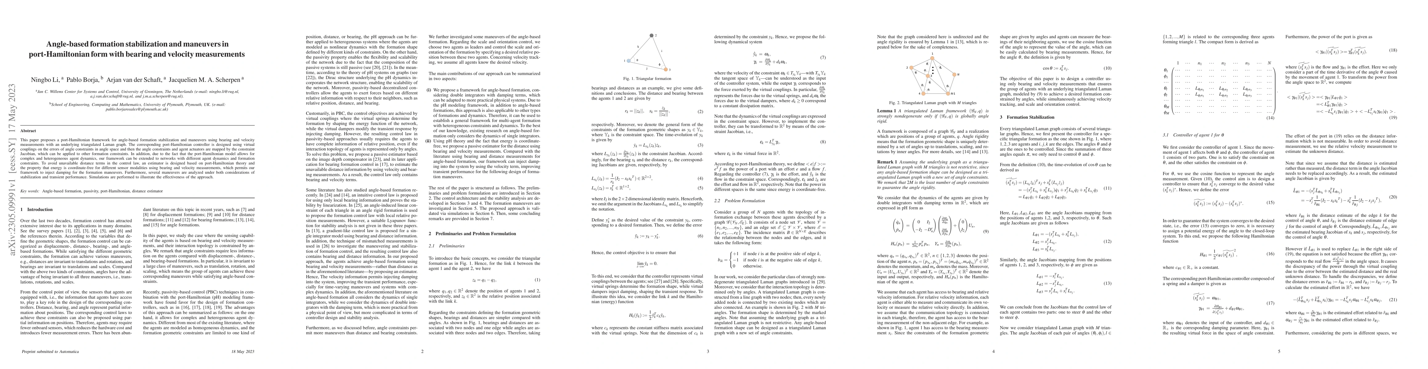 Thumbnail for Angle-based formation stabilization and maneuvers in port-Hamiltonian
  form with bearing and velocity measurements
