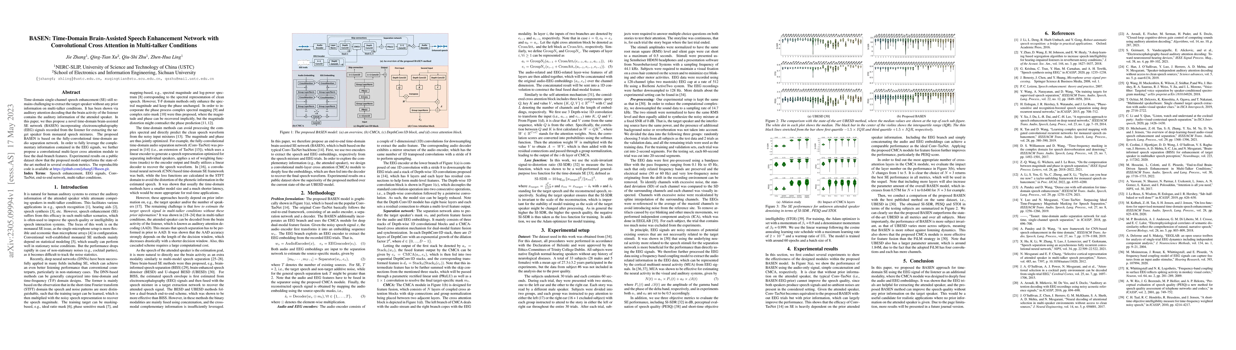 Thumbnail for BASEN: Time-Domain Brain-Assisted Speech Enhancement Network with
  Convolutional Cross Attention in Multi-talker Conditions