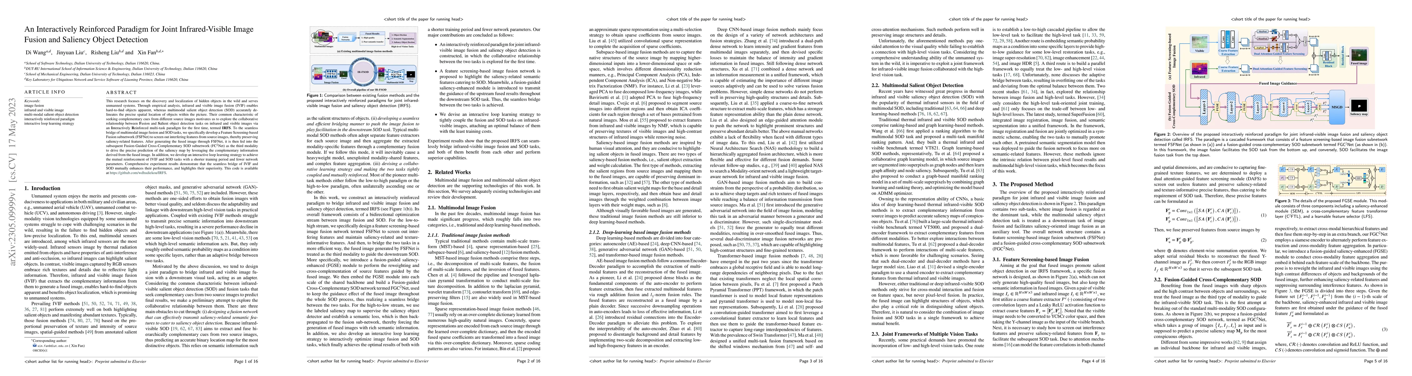 Thumbnail for An Interactively Reinforced Paradigm for Joint Infrared-Visible Image
  Fusion and Saliency Object Detection