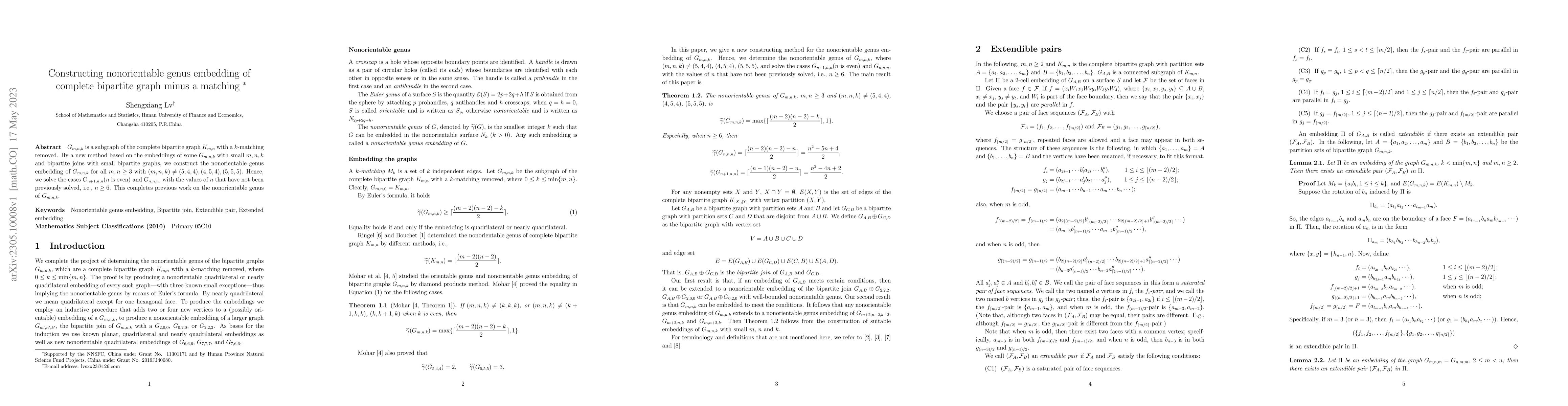 Thumbnail for Constructing nonorientable genus embedding of complete bipartite graph
  minus a matching