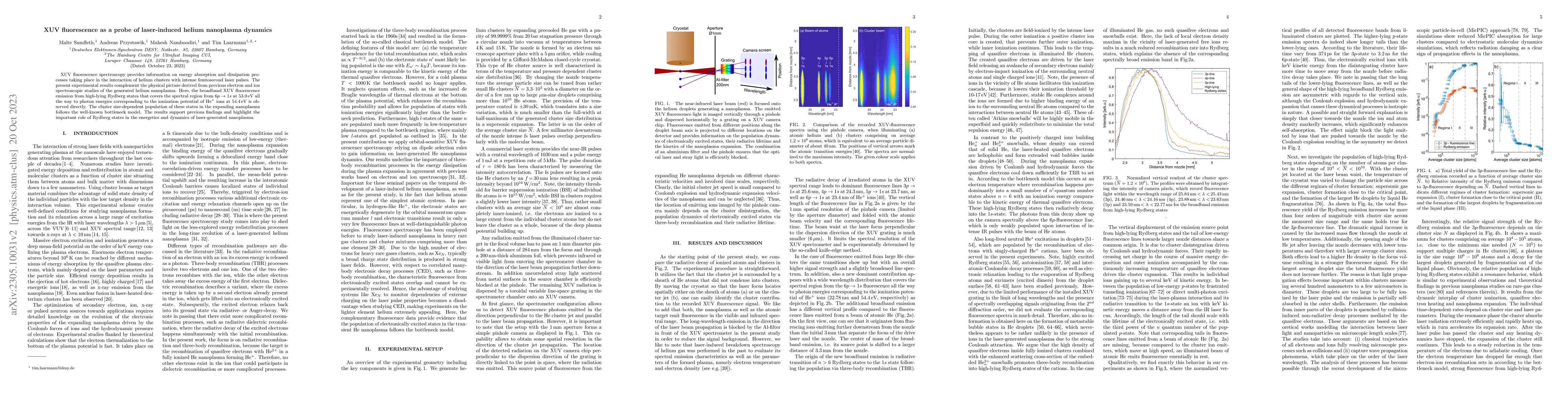 Thumbnail for XUV fluorescence as a probe of laser-induced helium nanoplasma dynamics
