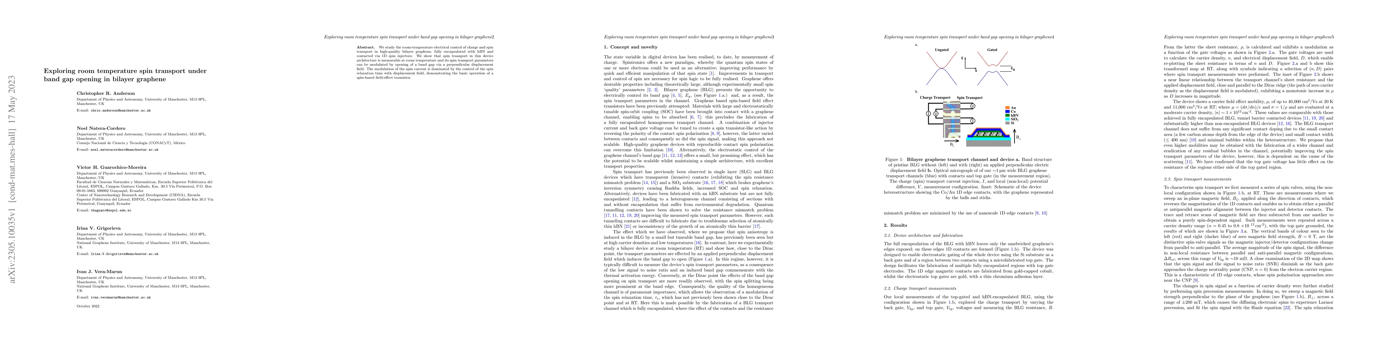 Thumbnail for Exploring room temperature spin transport under band gap opening in
  bilayer graphene