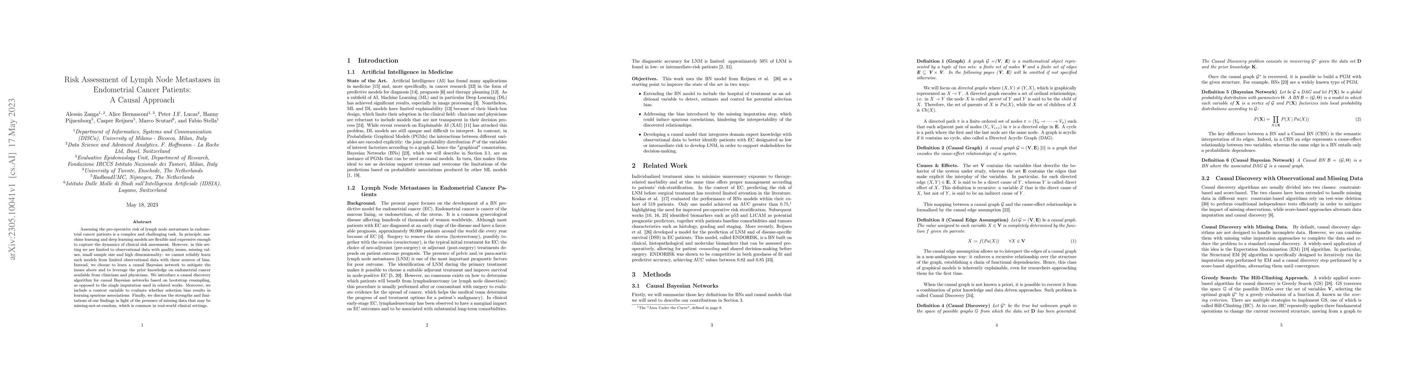 Thumbnail for Risk Assessment of Lymph Node Metastases in Endometrial Cancer Patients:
  A Causal Approach