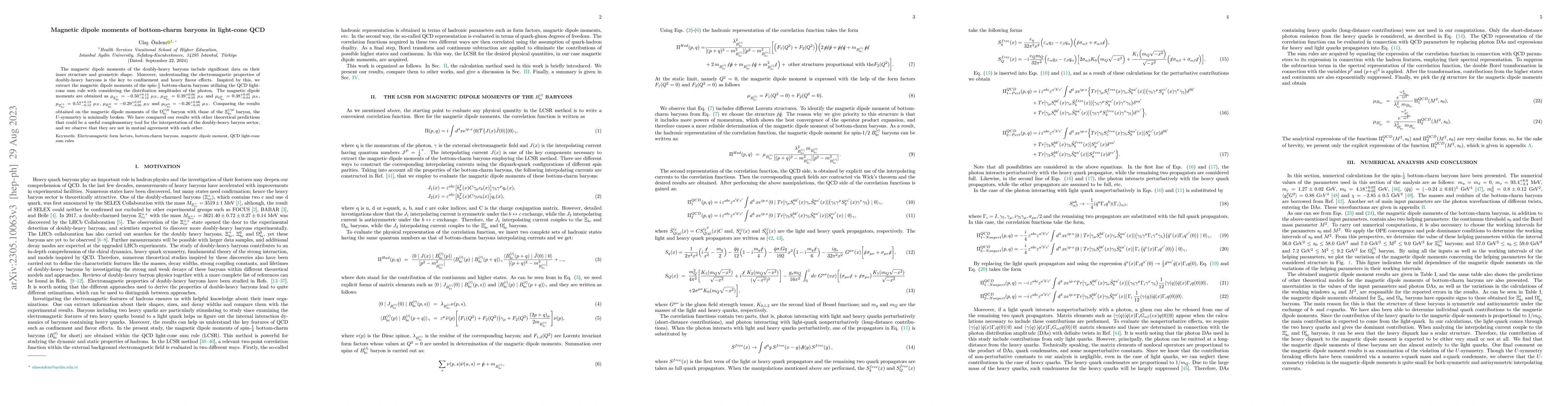 Thumbnail for Magnetic dipole moments of bottom-charm baryons in light-cone QCD