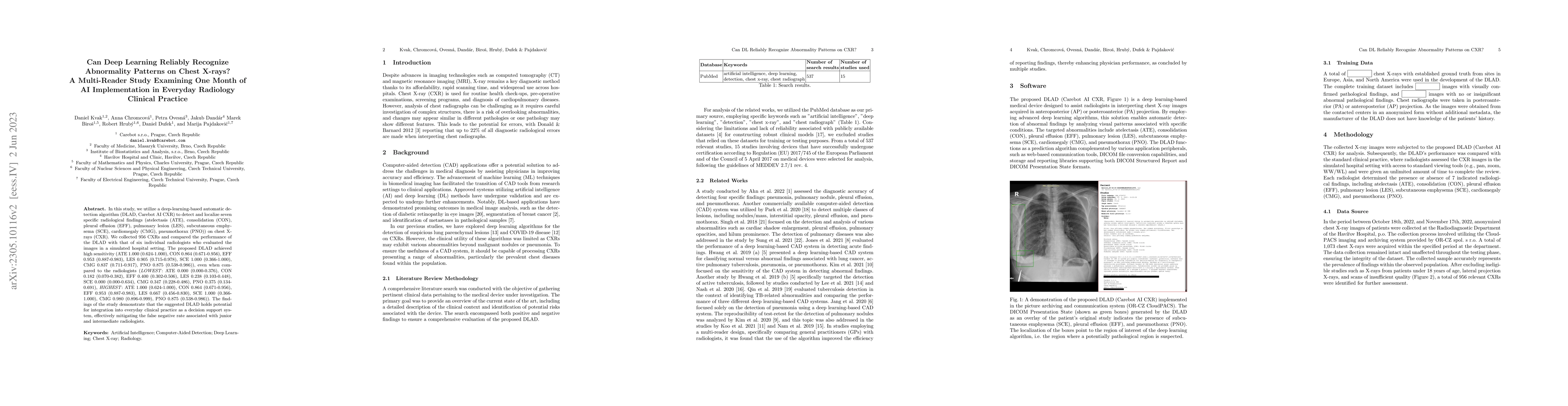 Thumbnail for Can Deep Learning Reliably Recognize Abnormality Patterns on Chest
  X-rays? A Multi-Reader Study Examining One Month of AI Implementation in
  Everyday Radiology Clinical Practice