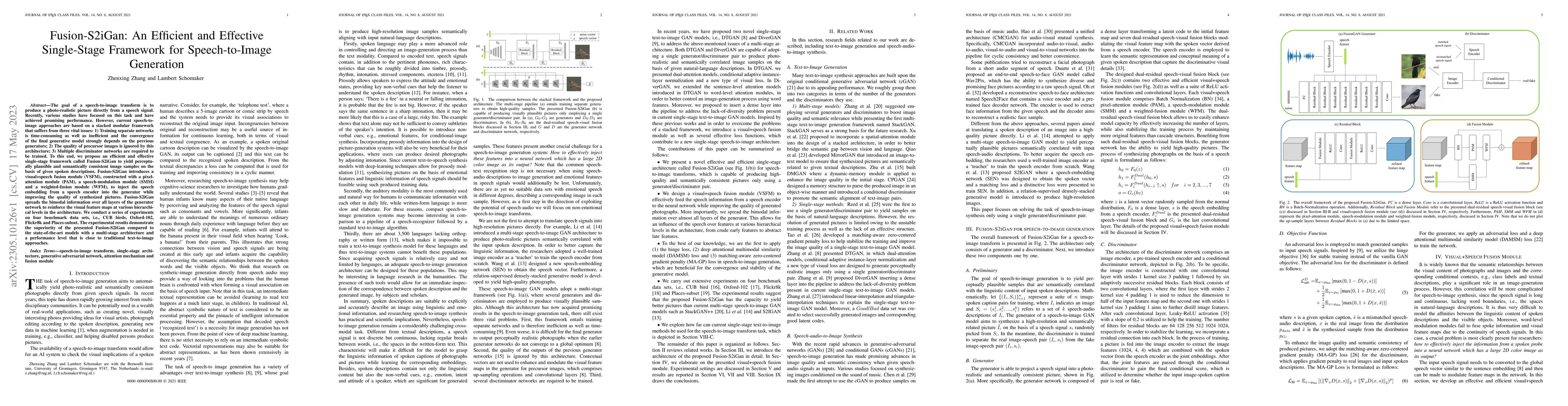 Thumbnail for Fusion-S2iGan: An Efficient and Effective Single-Stage Framework for
  Speech-to-Image Generation