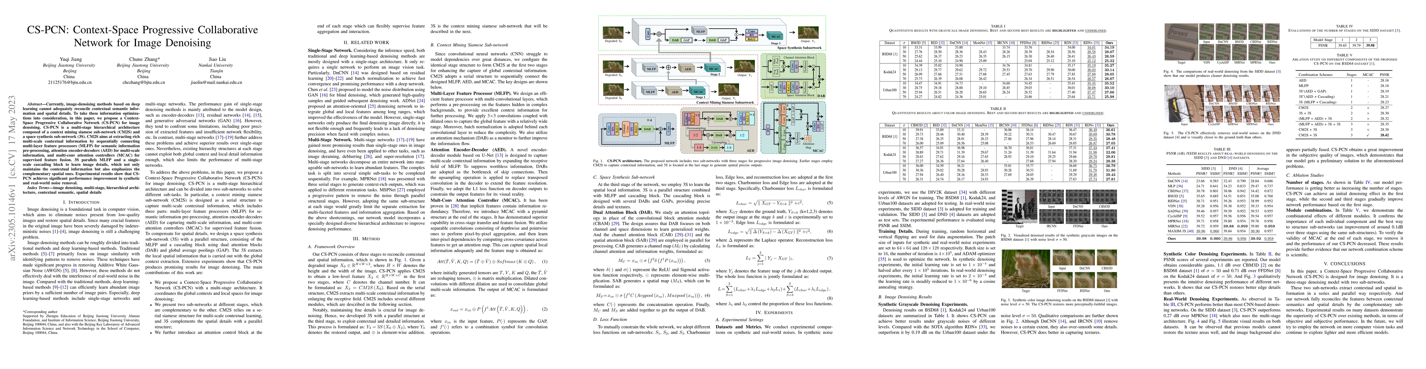 Thumbnail for CS-PCN: Context-Space Progressive Collaborative Network for Image
  Denoising
