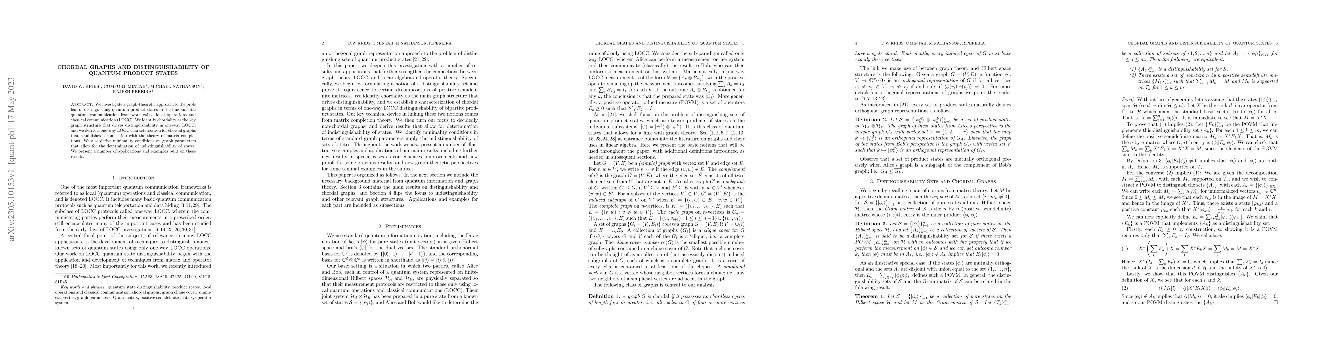 Thumbnail for Chordal Graphs and Distinguishability of Quantum Product States