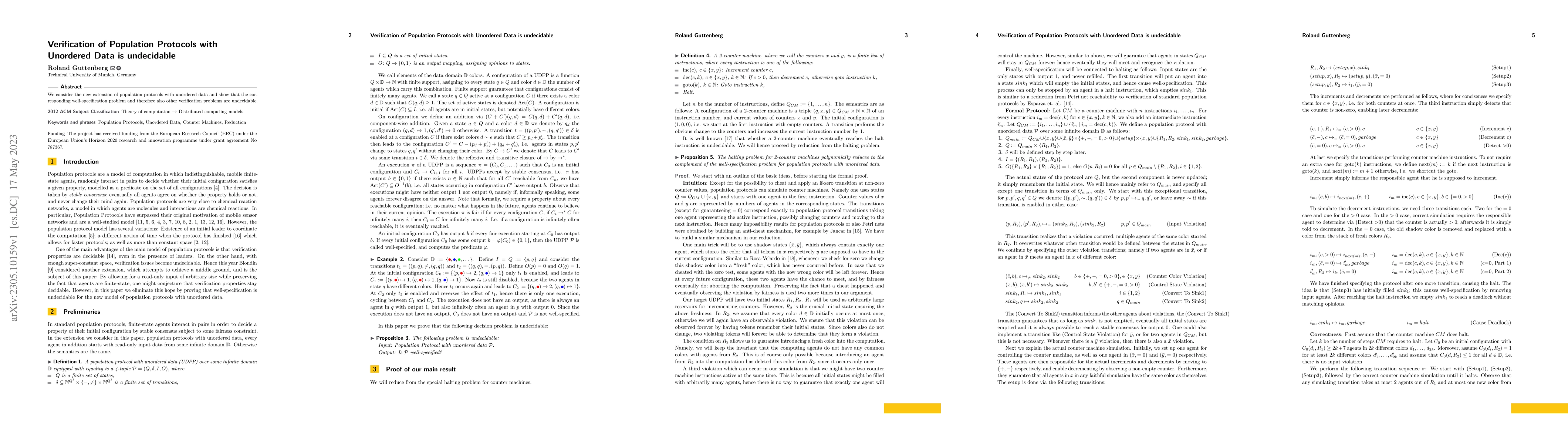 Thumbnail for Verification of Population Protocols with Unordered Data is undecidable