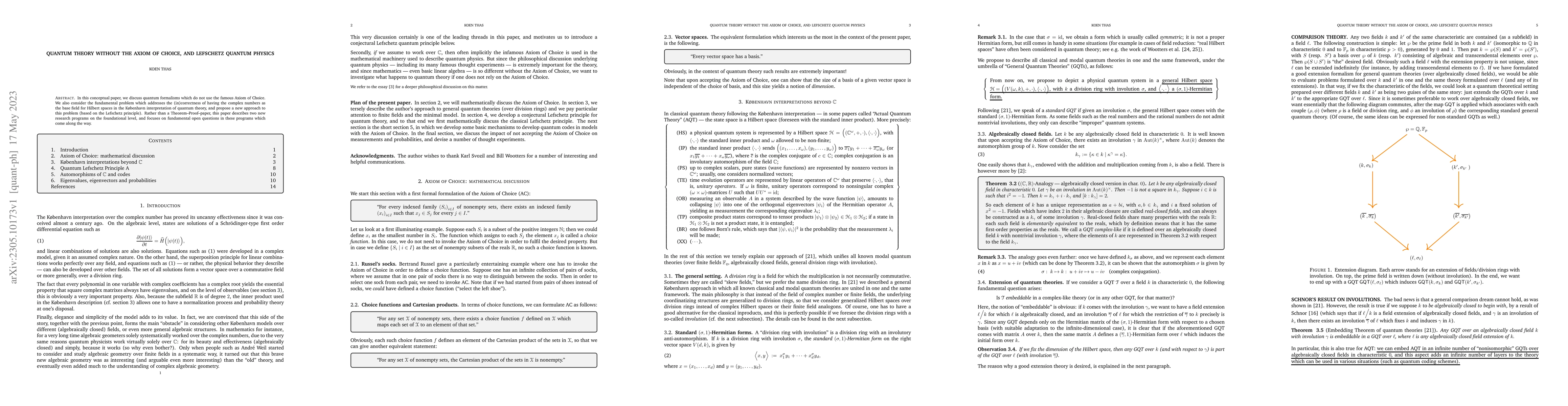 Thumbnail for Quantum theory without the Axiom of choice, and Lefschetz Quantum
  Physics