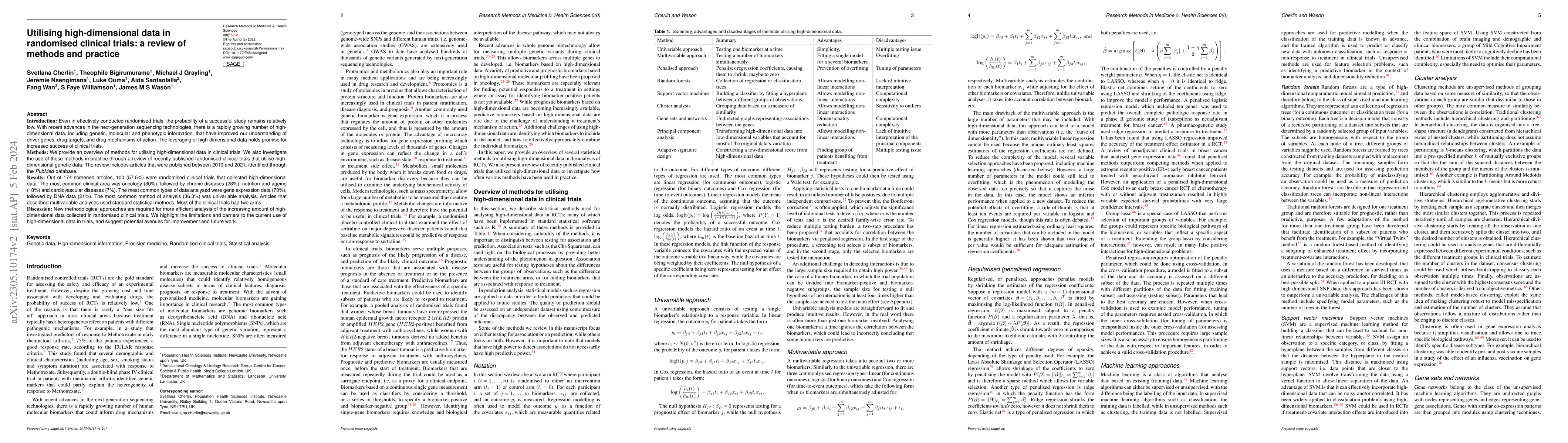 Thumbnail for Utilising high-dimensional data in randomised clinical trials: a review
  of methods and practice