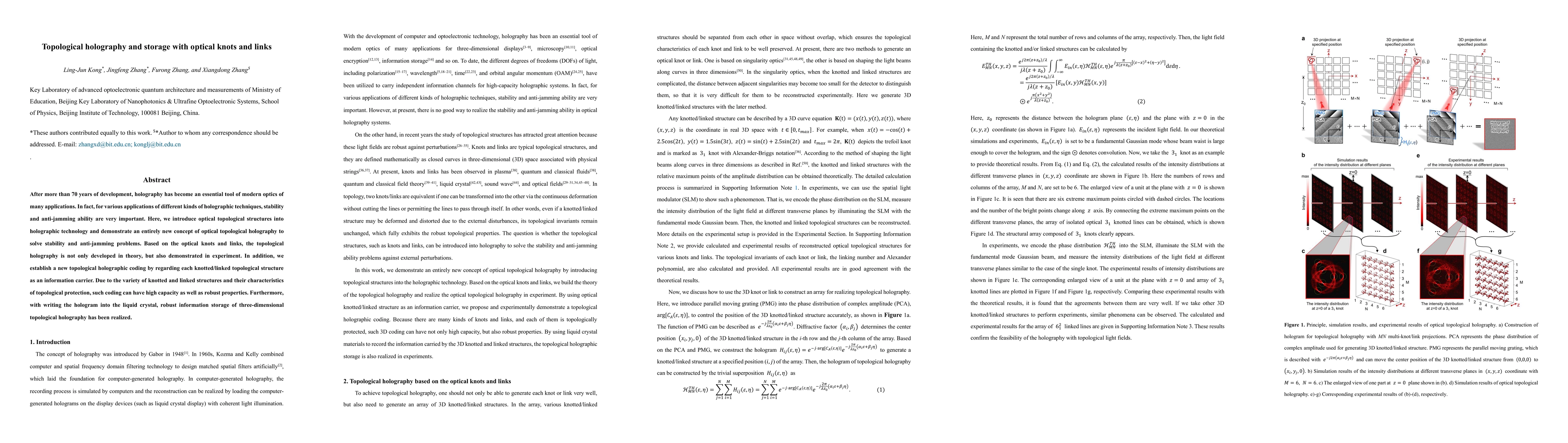 Thumbnail for Topological Holography and Storage with Optical Knots and Links